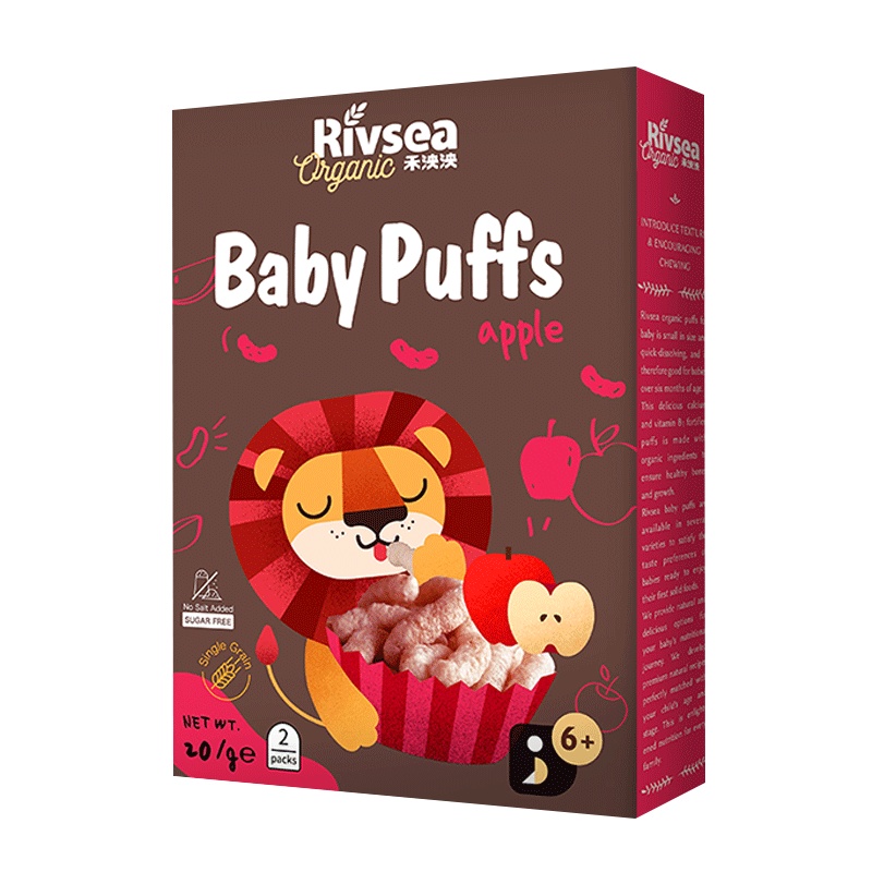 禾泱泱(Rivsea)有机泡芙条苹果味20克 盒装米饼婴幼儿饼干6个月以上适用(保质期到8月28日)