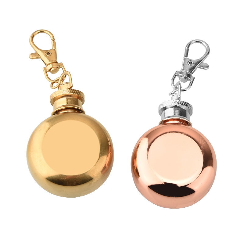 304不锈钢随身圆酒壶威士忌酒壶迷你时尚小酒壶鼻烟壶创意钥匙扣