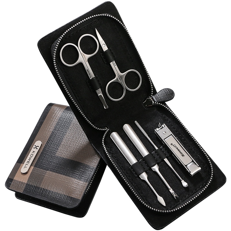 韩国(kowell)进口指甲刀套装不锈钢修甲工具家用指甲剪钳修脚刀套装灰色