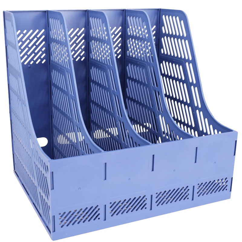 得力 9848 文件架 四栏收纳文件框资料架文件栏文件筐四格书架桌面办公用品