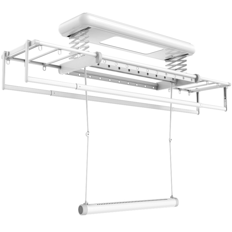 好易点电动晾衣架 阳台升降伸缩晾衣架 四杆照明智能升降下拉式烘干K6白色