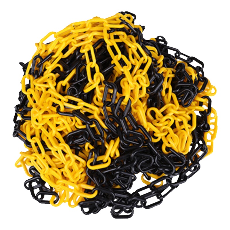 海斯迪克 HKLZ-1 警示防护塑料链条 路锥链条 酒店隔离 路障锥/雪糕筒链接件安全链条 警示链条 黄黑25米/3条