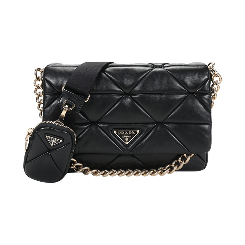 PRADA 普拉达 女士 System系列羊皮革手提单肩斜挎包带挂饰零钱包1BD291 2DMO