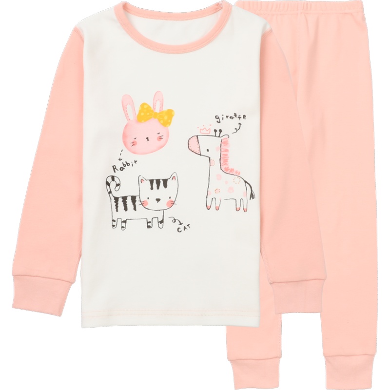 儿童内衣套装女童低圆领致密精梳棉柔软舒适纯棉秋衣秋裤套装