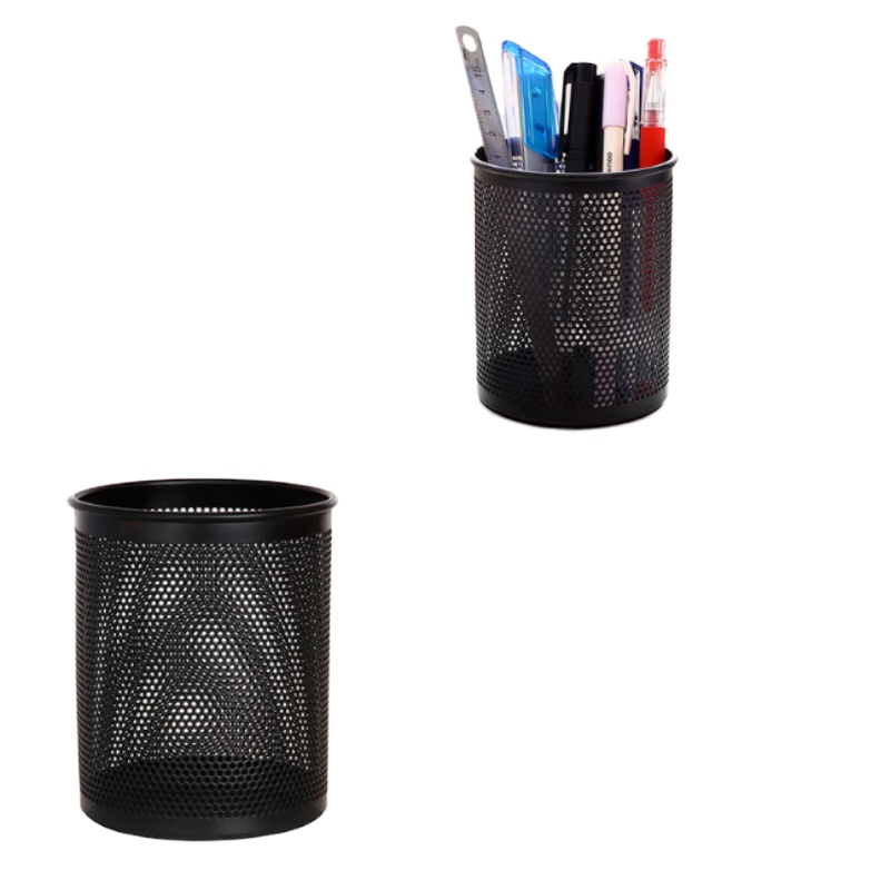 简约金属方形笔筒 时尚办公桌面收纳盒 黑色8931