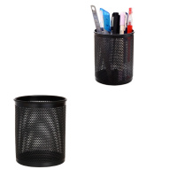 简约金属方形笔筒 时尚办公桌面收纳盒 黑色8931