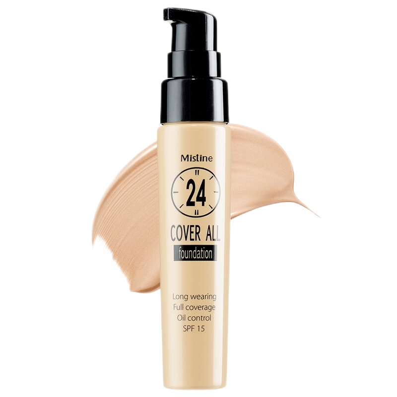 Mistine蜜丝婷24小时不脱妆粉底液自然遮瑕持久保湿控油遮瑕隔离防水 N1 自然色
