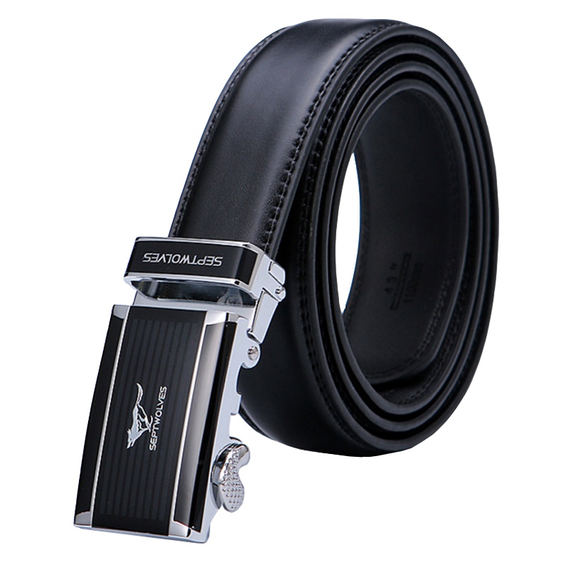 七匹狼(SEPTWOLVES) 皮带真皮 男士真皮腰带 男款牛皮自动扣男士腰牛皮自动扣皮带