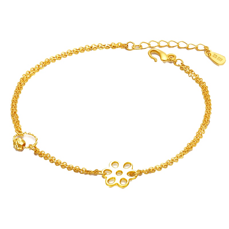 手拉手珠宝 幸运花黄金手链999足金女款纯金手链5G工艺黄金