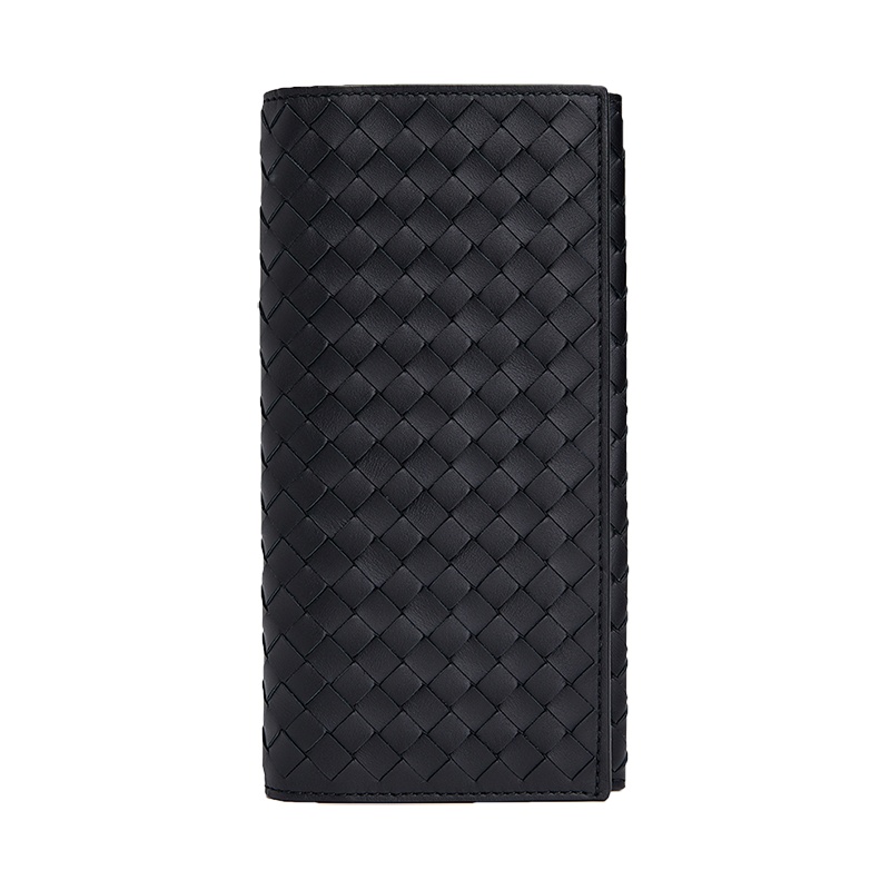 BOTTEGA VENETA 宝缇嘉 BV 男士长款编织钱夹钱包黑色