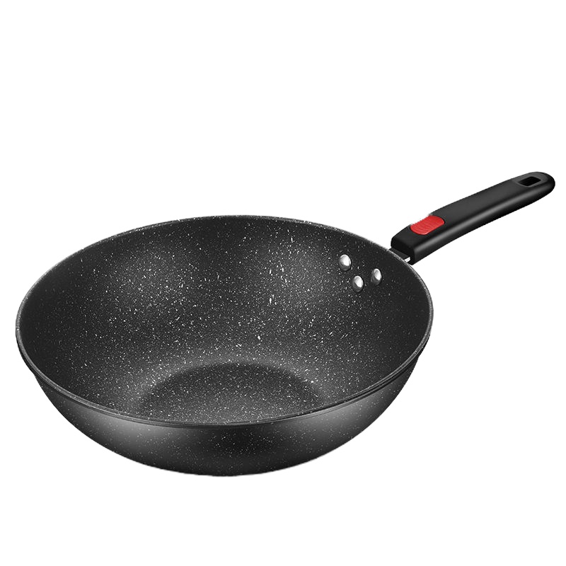 30CM麦饭石单锅无赠品 粘锅包退麦饭石炒锅30CM32CM34CM家用炒菜锅无油烟锅不粘锅铁锅具