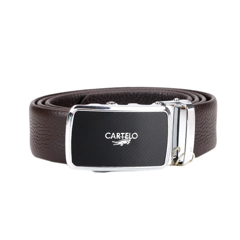 卡帝乐鳄鱼男士皮带头层牛皮青年休闲自动扣腰带 男真皮商务裤带DPM5SY61095F