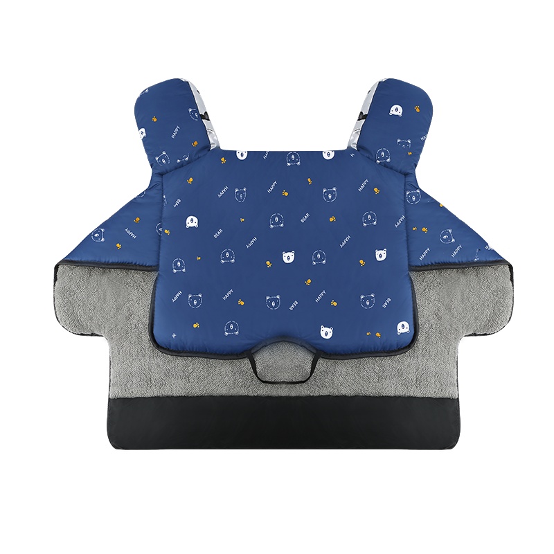 电动车挡风被冬季加绒加厚防水加大加宽电瓶车电车摩托车款防风罩 加厚-连体加绒内里-英文熊蓝