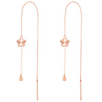 佰色传情18K金耳线女花朵玫瑰金彩金耳钉耳坠耳环送女友送闺蜜生日情人节礼物