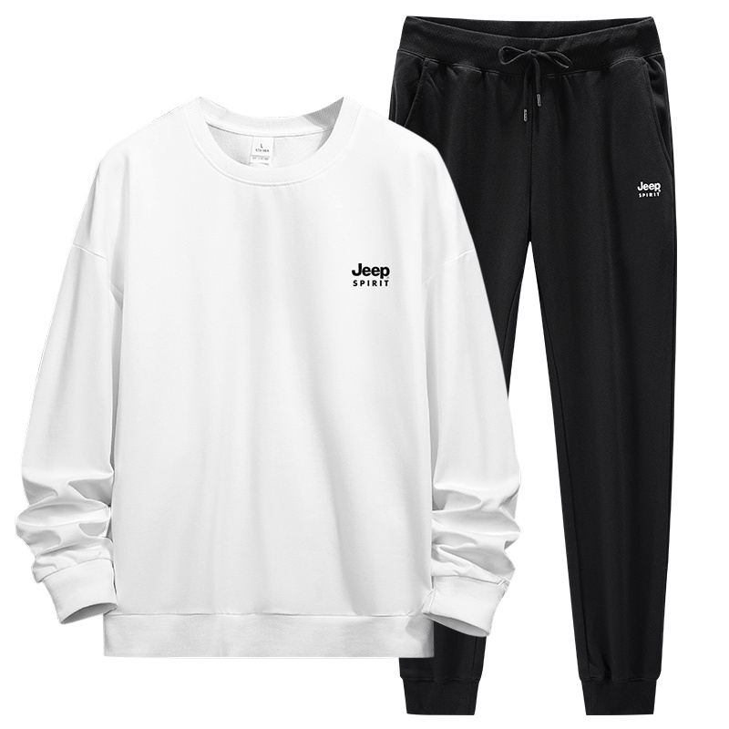 JEEP SPIRIT吉普套装男2021秋季休闲运动套装男长袖直筒宽松纯色卫裤两件套