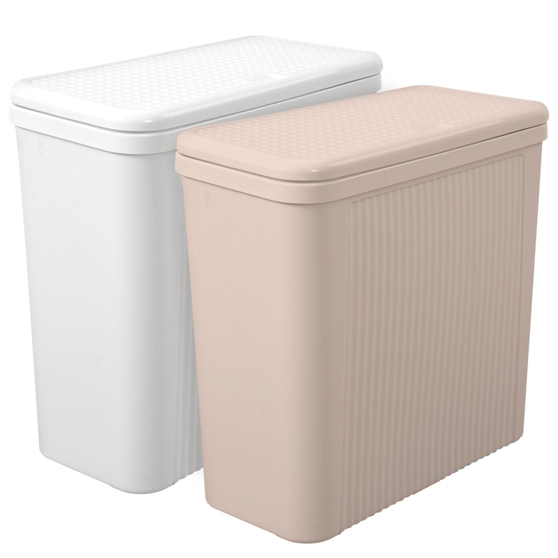 利临(加大2只装)欧式分类垃圾桶带盖家用大号厨房卫生间客厅卧室商用白+灰经典简约垃圾分类桶送垃圾袋2卷