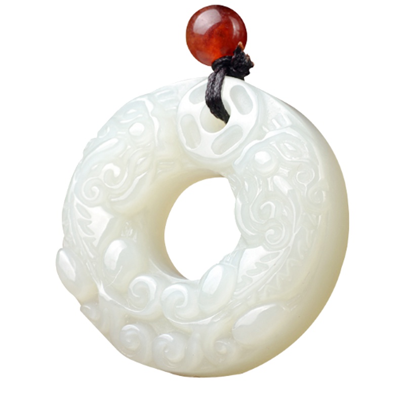 臻玉盈天然和田玉貔貅平安扣吊坠白玉玉石挂件男女通用款玉石吊坠 挂牌 玉佩