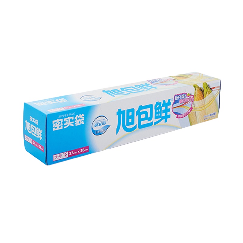旭包鲜 日本品牌一次性密实袋大号27cm*28cm*15只装 双拉链密封加厚水果食品冰箱保鲜袋