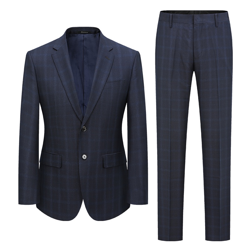 培罗蒙/baromon西服套装男修身职业西装格纹西装套装男商务正装西服男套装西服培羅蒙ETZBH9328