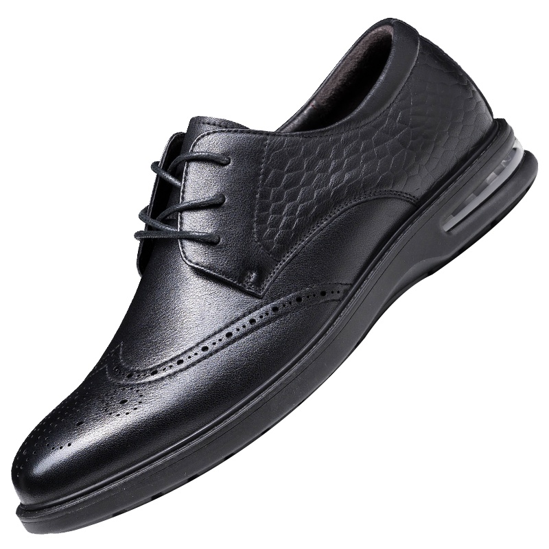 奥康男鞋春秋季系带英伦布洛克雕花休闲皮鞋单鞋男