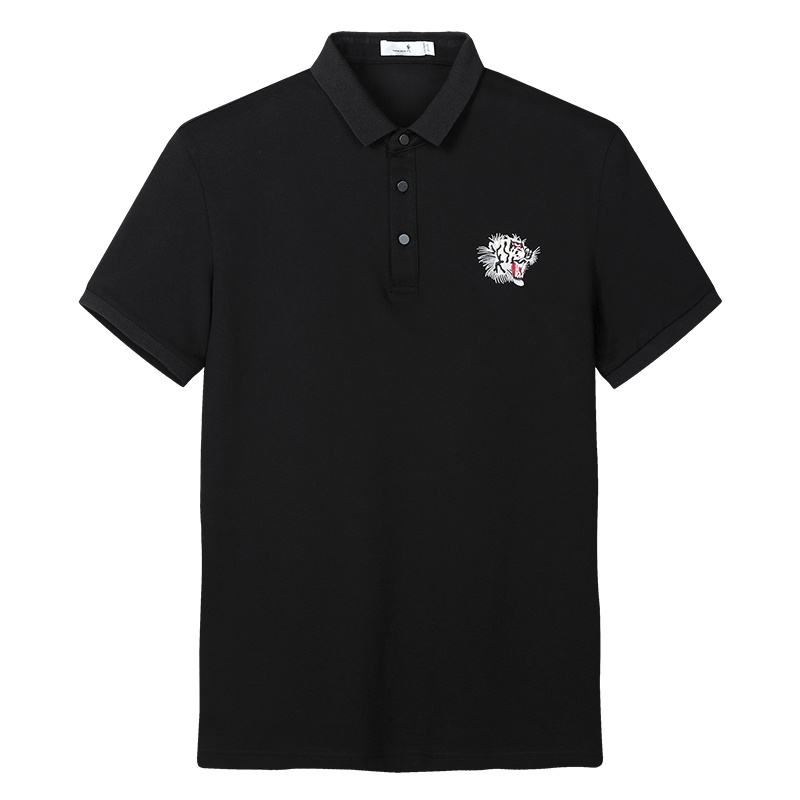 与狼共舞短袖POLO男士2019夏季新款商务休闲纯色男装修身短袖T恤