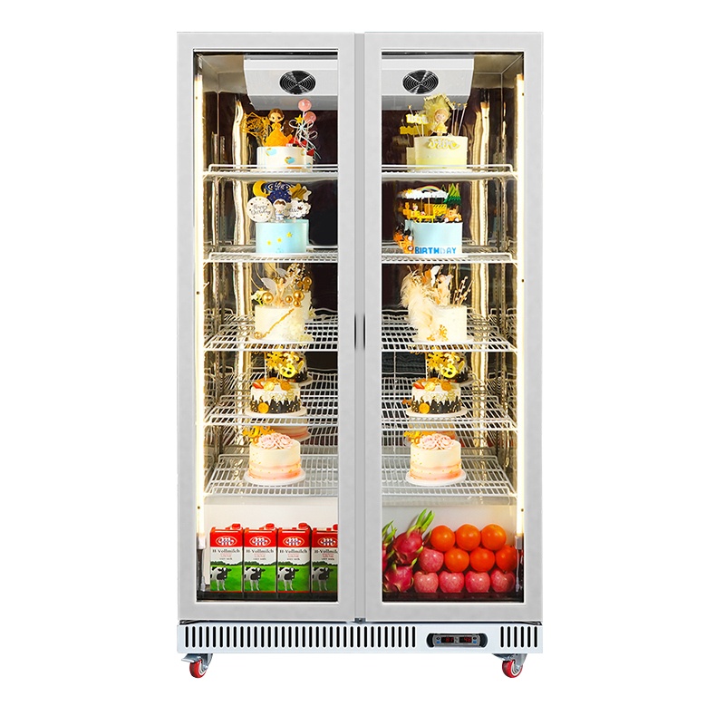 猛世（mengshi）蛋糕柜 展示柜冷藏柜保鲜柜水果冷藏冰箱商用冷藏展示柜 风冷白色直角+除雾 1.2米落地式前开门