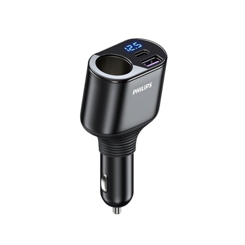 飞利浦车载充电器单点烟口双USB快充款 360度转向 DLP4103BSWR10031