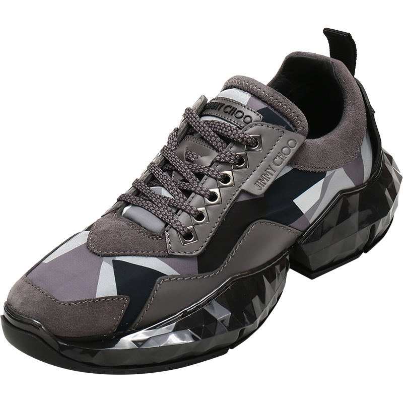 JIMMY CHOO 周仰杰 男士织物配皮厚底系带运动鞋 DIAMOND M YOL 192