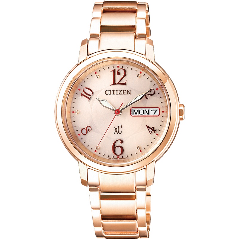 西铁城(CITIZEN)手表女士日本光动能不锈钢表带星期日历显示 防水商务时尚简约防水女表 EW2423-52WB