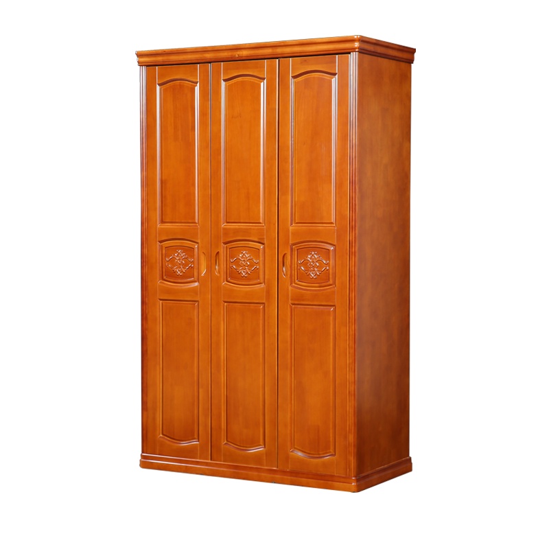 HiBoss衣柜实木质大衣橱简约现代经济型3门家具