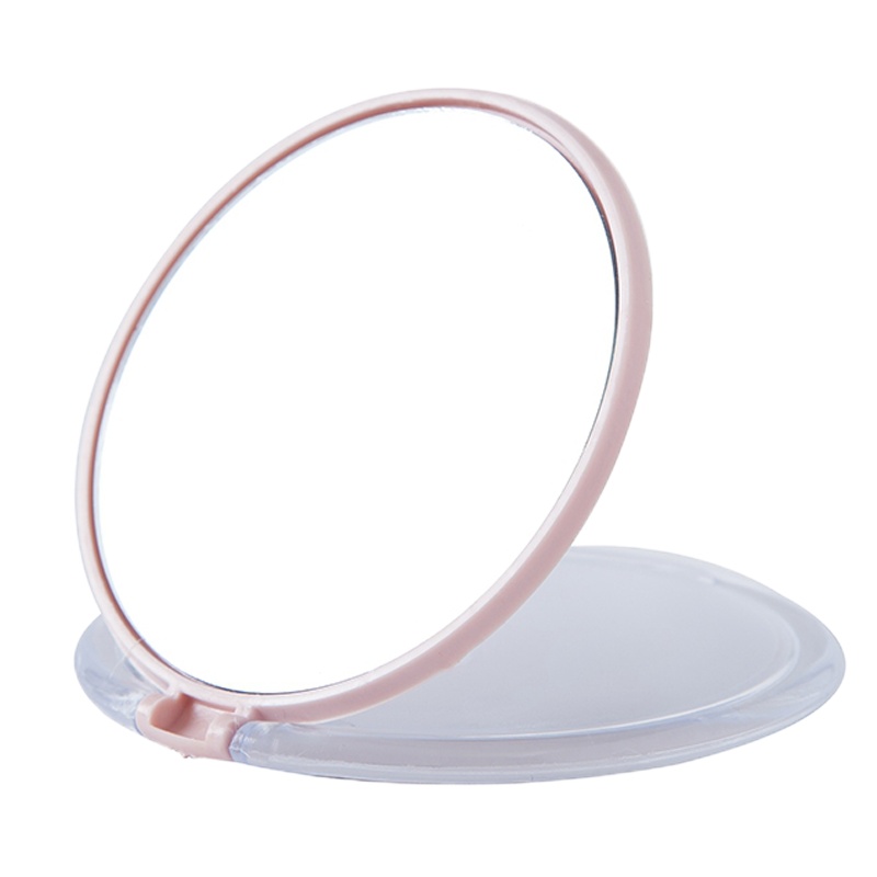 闪电客便携化妆镜宿舍折叠随身镜学生小镜子台式公主镜梳妆镜镜子女 圆形粉色