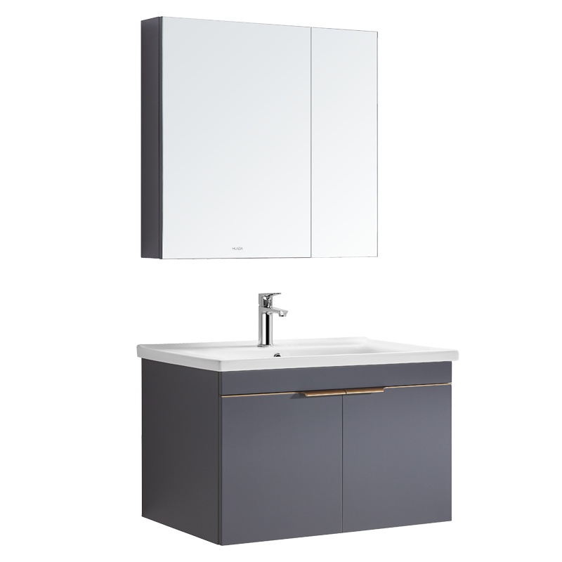 惠达卫浴室柜现代轻奢简约卫生间洗漱台浴柜实木一体洗手盆组合1381