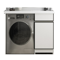 阳台定制洗衣机柜子组合带搓板脸盆洗手台盆池一体柜它墅太空铝洗衣柜伴侣_1.35米左盆