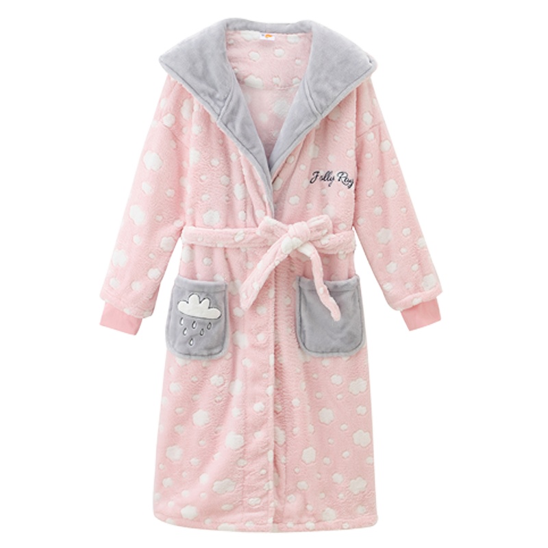 都市丽人甜美可爱休闲宽松厚款加绒秋冬保暖女士家居服睡衣睡袍1H9701