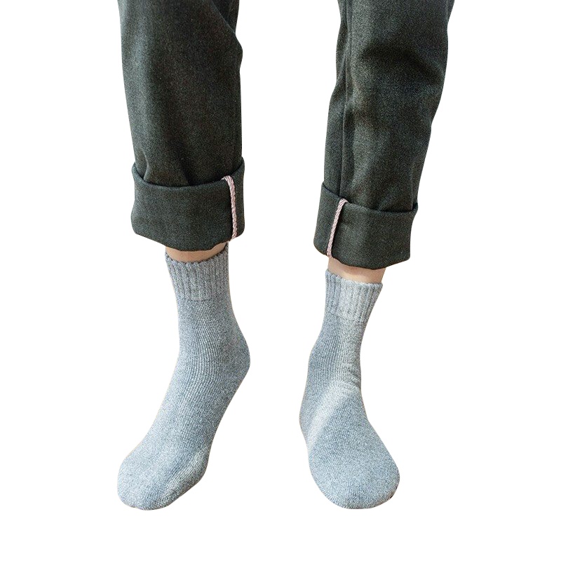 【顺丰配送】【5双装】加绒加厚毛圈袜男士袜子男中筒袜秋冬季保暖纯色棉袜中长筒袜男毛巾袜地板袜