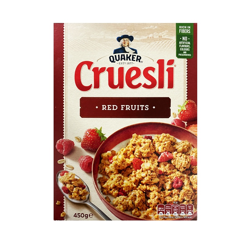 桂格覆盆子草莓谷物粒即食燕麦片450g