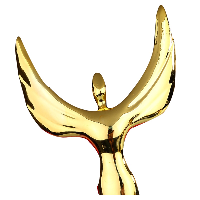 优佚新款定制小金人天使奖杯创意金属纪念奖品公司镀金水晶奖杯电影颁奖影视广播奖