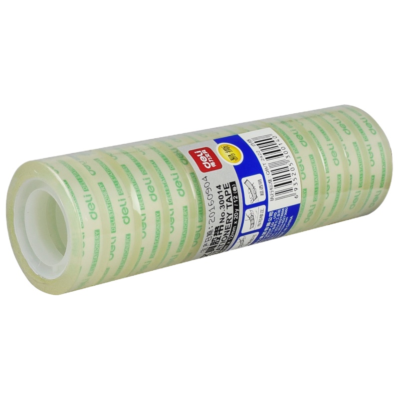 得力30014文具胶带12mm*20y*38um(12卷/筒)(2筒装)
