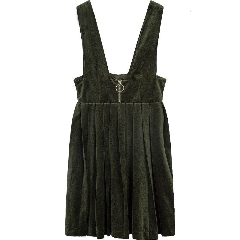 拉夏贝尔Candie’s秋装新款显瘦背带连衣裙女显瘦百褶裙女30074307