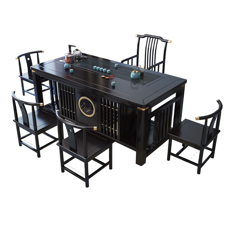 爱家生活实木新中式茶桌椅组合客厅家用办公功夫茶几泡茶台套装