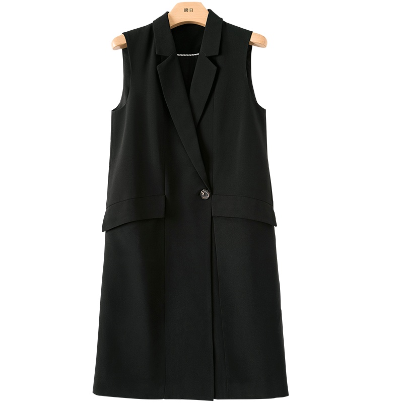 晚白2020秋冬新品时尚简约通勤翻领无袖职业外搭马夹西装外套女