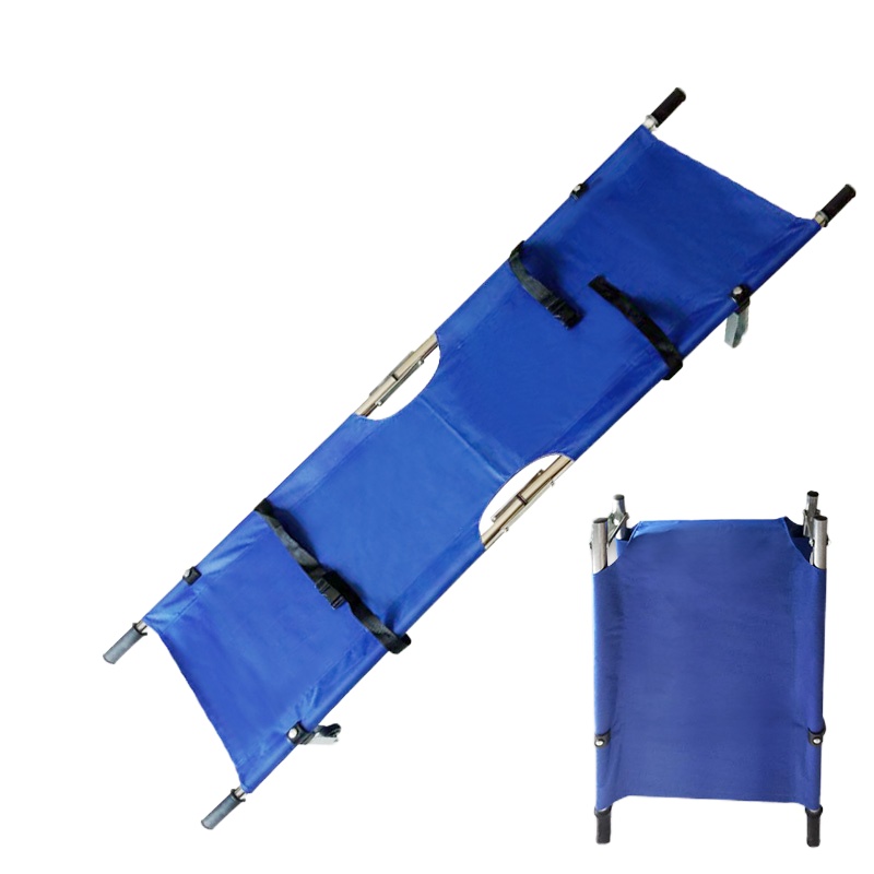 不锈钢二折蓝色 家医用折叠多功能担架 简易担架车消防急救单架