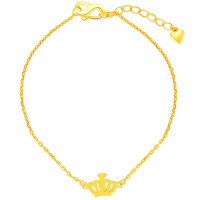 金一足金999精品皇冠磨砂女士黄金手链足金手链礼物金饰 (计价) ABD001