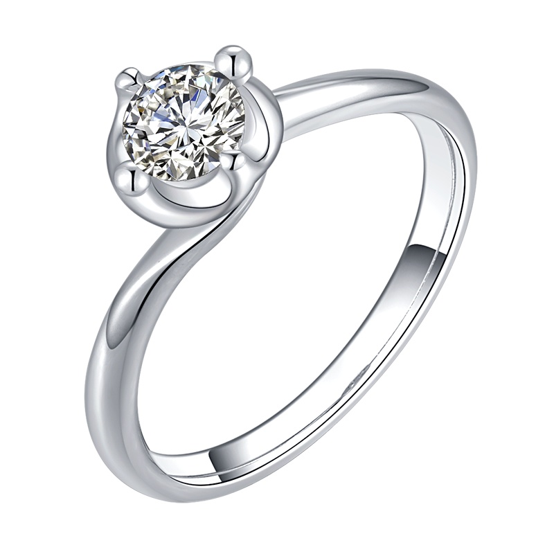 金至福 18K金钻石戒指钻戒女求婚订婚结婚扭臂白金 双人舞系列 刻字定制