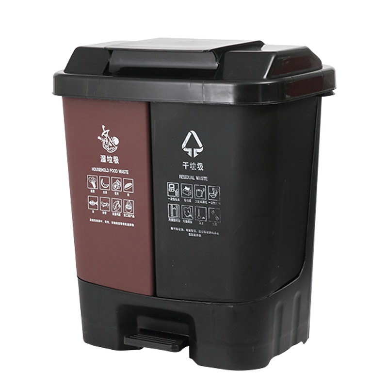 文灵双桶垃圾分类垃圾桶带盖大号干湿家用脚踏商用餐厅公共场合可回收