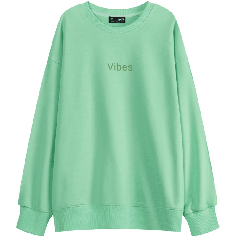 OtherMix宽松薄荷绿色卫衣女2021春季新款慵懒风字母中长款上衣