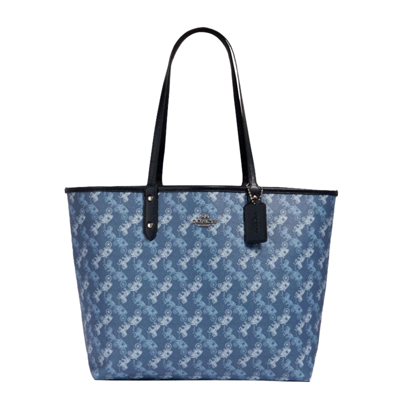 COACH/蔻驰女包 双面款老花女士经典标志CITY托特包 女单肩包 购物袋 女式手提包 黑色 F36658