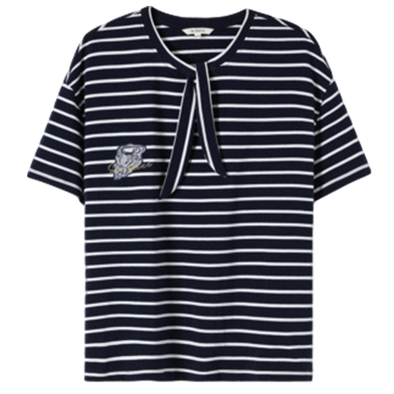 La Babite拉贝缇条纹短袖T恤女装夏季新款宽松心机小众衣服半袖上衣潮