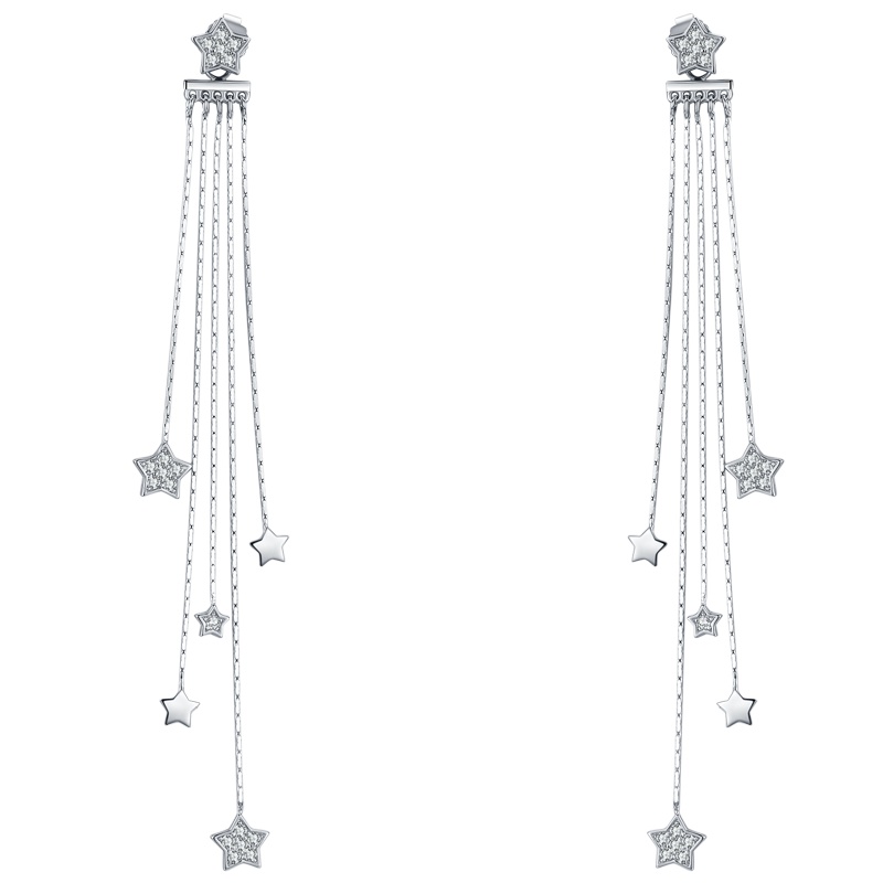 佰色传情(BRIR)925银耳钉网红ins风长款显脸瘦五角星耳环女耳坠耳饰