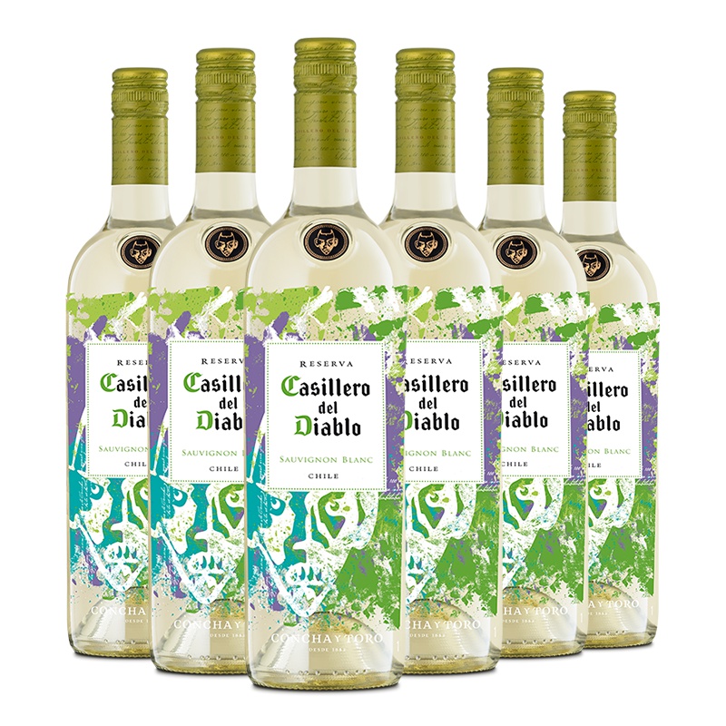智利原瓶进口干白 Casillero del Diable 干露红魔鬼尊龙长相思干白葡萄酒 750ml *6瓶 整箱装